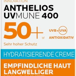كريم لاروش بوزيه أنثيليوس UVMune 400 المرطب SPF50+ للبشرة الجافة والحساسة مع حماية طويلة من UVA
