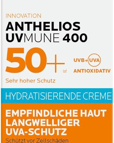 كريم لاروش بوزيه أنثيليوس UVMune 400 المرطب SPF50+ للبشرة الجافة والحساسة مع حماية طويلة من UVA